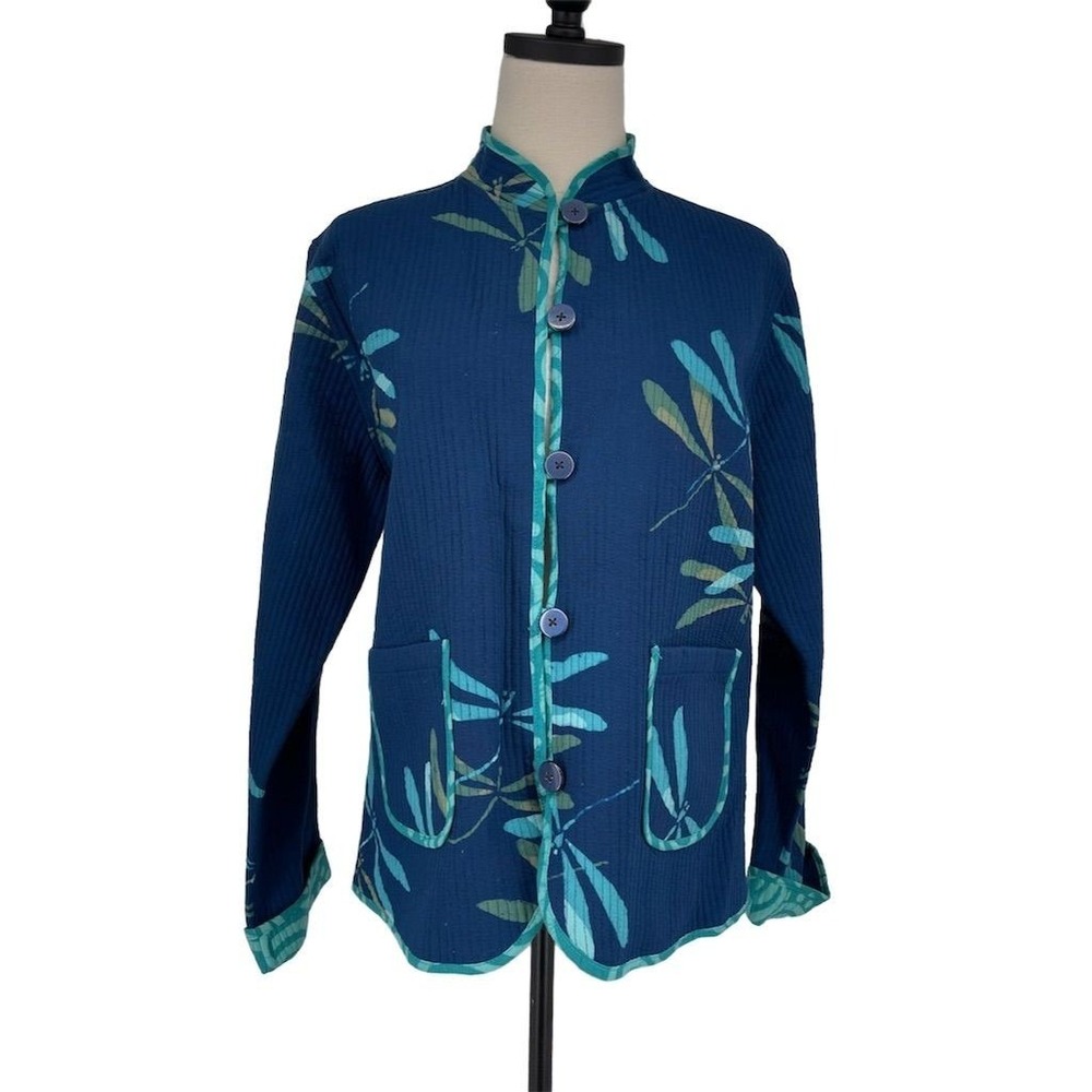 Draper's & Damon's Womens M Reversible Dragonfly/Swirl Quilted Jacket Multicolor